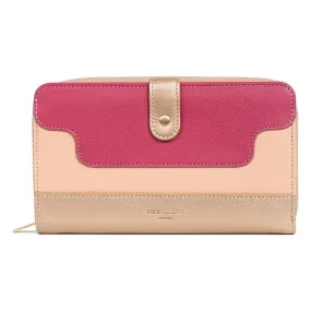 Compagnon de voyage Stop RFID Cuir BAHIA Fuchsia/Multicolore Maya | 3 Suisses